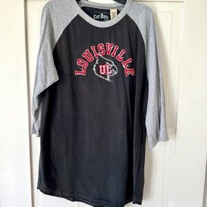 Louisville U of L Black Raglan Baseball Tee